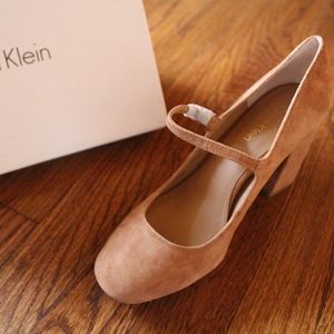 Calvin Klein Carmel Suede Mary Jane Heels - NEW!
